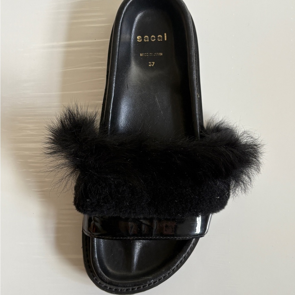 Sacai Mixed Fur Slide Sandals View 6